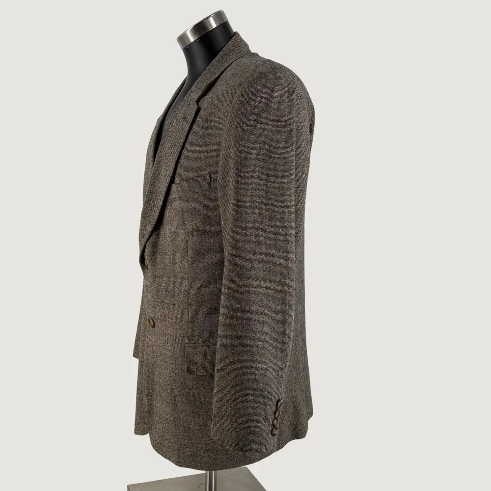 TravelSmith Blazer Mens 42R Brown 100% Silk Two Button Textured Sport Coat 8861